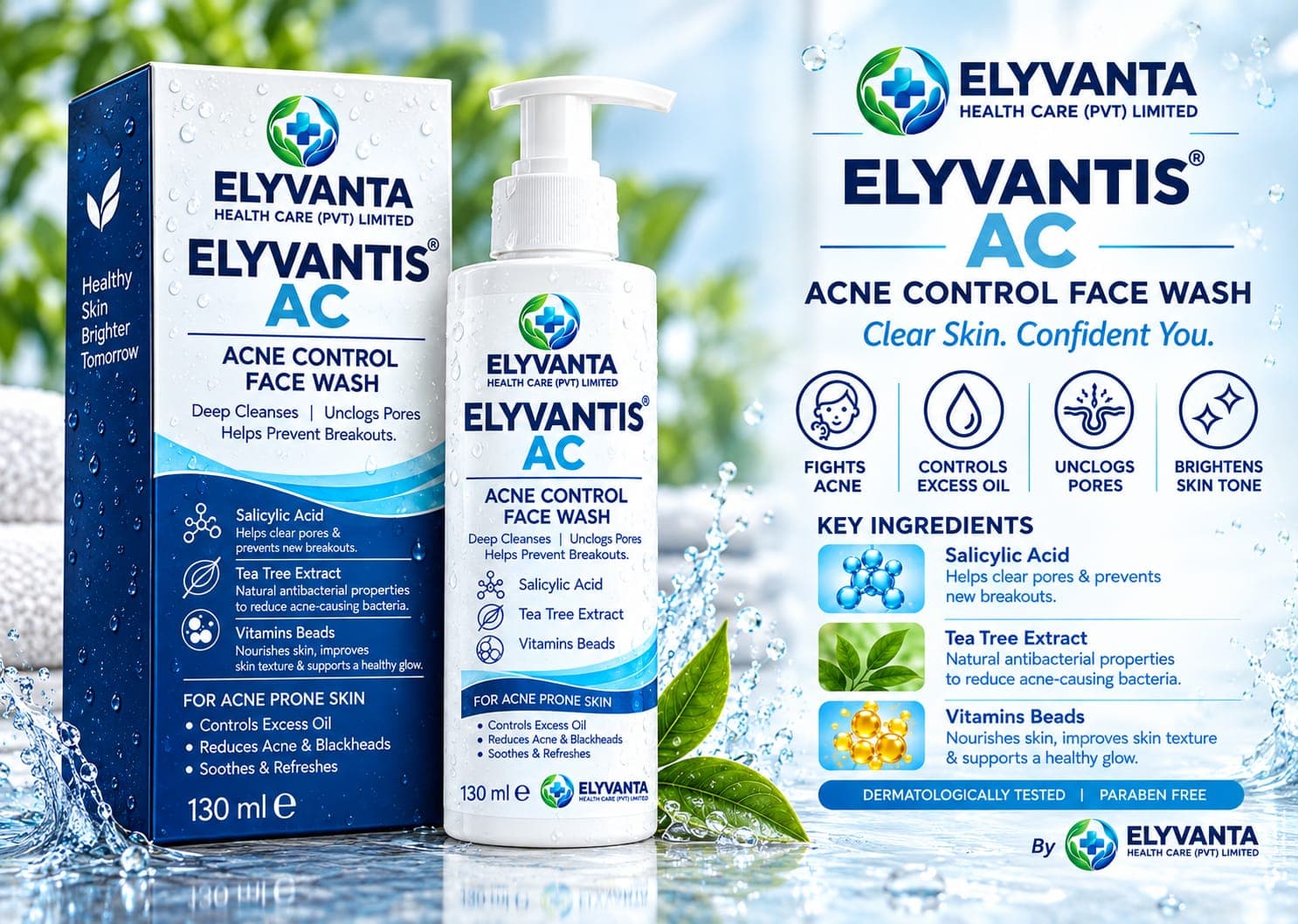 ELYVANTIS AC Acne Control Face Wash product artwork